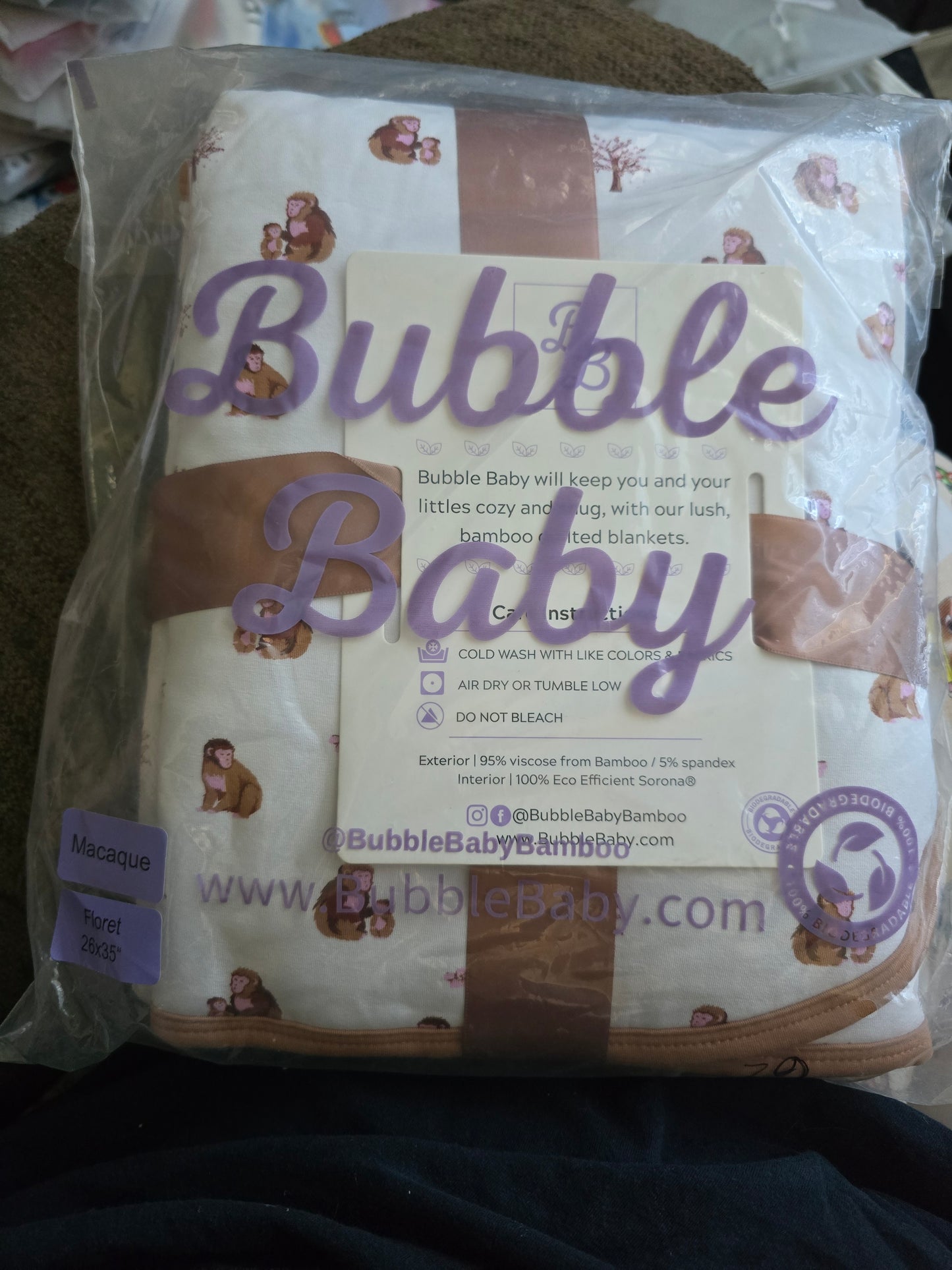 Bubble Baby Mom & Baby Monkey Bamboo Blanket
