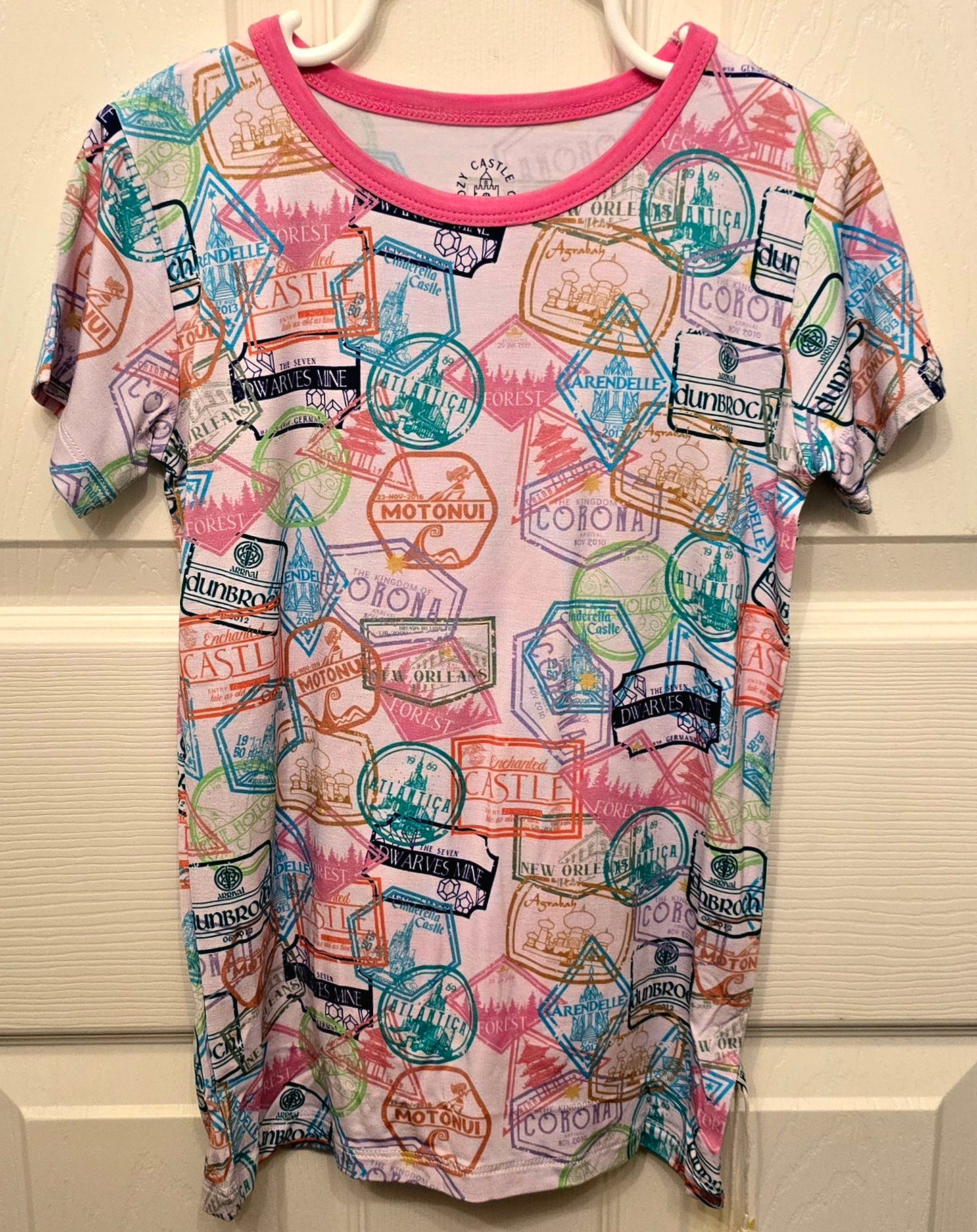 Cozy Castle Co Princess Passport Short Sleeve Top and Shorts