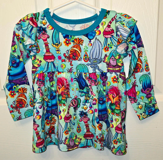 Showstoppers Trolls Long Sleeve Peplum Top and Leggings Set