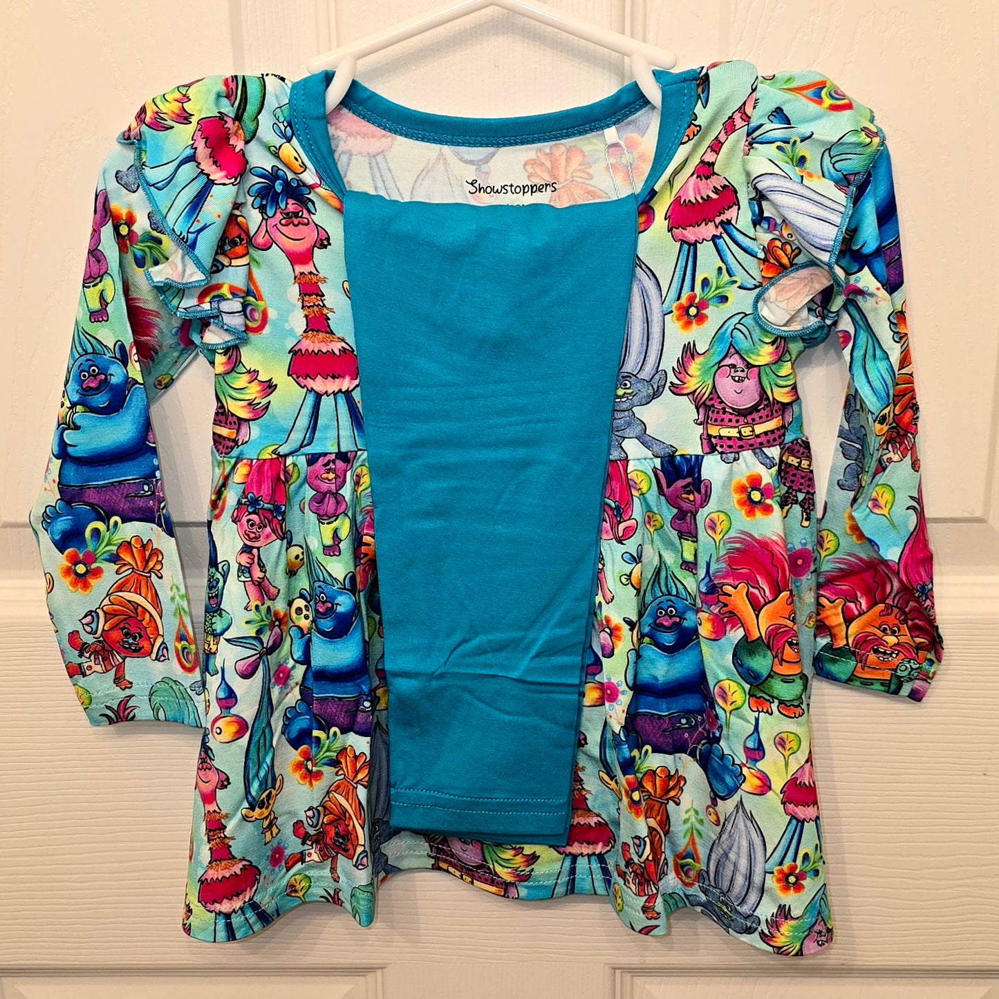 Showstoppers Trolls Long Sleeve Peplum Top and Leggings Set