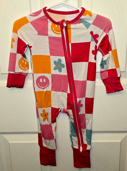 WeiWei Pink & Flower Checker Zippy
